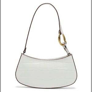 LIKE NEW STAUD Ollie Croc-Embossed Bag, Fresh White Faux Croc